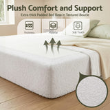 Darrahopens Furniture > Bedroom > Beds & Bed Frames Artiss Compression Bed Frame Double Size No Assembly Vacuum High Density Sponge Boucle Cream White