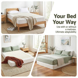 Darrahopens Furniture > Bedroom > Beds & Bed Frames Artiss Compression Bed Frame Queen Size No Assembly Vacuum High Density Sponge Boucle Cream White