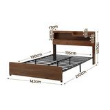 Darrahopens Furniture > Bedroom > Beds & Bed Frames Artiss Double Bed Frame Metal with Charging Station LED Light Storage Shelf In Australia - Darrahopens