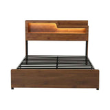 Darrahopens Furniture > Bedroom > Beds & Bed Frames Artiss Double Bed Frame Metal with Charging Station LED Light Storage Shelf In Australia - Darrahopens