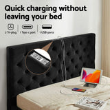 Darrahopens Furniture > Bedroom > Beds & Bed Frames Artiss Double Bed Frame Storage Charging Station Upholstered 3 Drawers USB Type-C