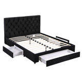 Darrahopens Furniture > Bedroom > Beds & Bed Frames Artiss Double Bed Frame Storage Charging Station Upholstered 3 Drawers USB Type-C