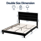 Darrahopens Furniture > Bedroom > Beds & Bed Frames Artiss Double Bed Frame Upholstered Platform Base with Geometric Headboard Black Velvet