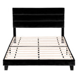 Darrahopens Furniture > Bedroom > Beds & Bed Frames Artiss Double Bed Frame Upholstered Platform Base with Geometric Headboard Black Velvet