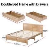 Darrahopens Furniture > Bedroom > Beds & Bed Frames Artiss Double Bed Frame with 2 Drawers Bedroom Furniture