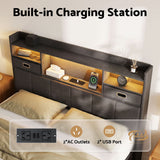 Darrahopens Furniture > Bedroom > Beds & Bed Frames Artiss Double Bed Frame with 2 Storage Drawers & Headboard, USB Charging Station, RGB LED Light In Australia - Darrahopens
