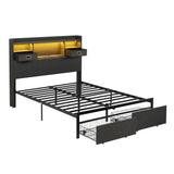 Darrahopens Furniture > Bedroom > Beds & Bed Frames Artiss Double Bed Frame with 2 Storage Drawers & Headboard, USB Charging Station, RGB LED Light In Australia - Darrahopens