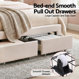 Darrahopens Furniture > Bedroom > Beds & Bed Frames Artiss Double Bed Frame with 2 Storage Drawers Upholstered Velvet Platform Bed LED Headboard