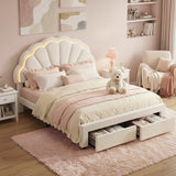 Darrahopens Furniture > Bedroom > Beds & Bed Frames Artiss Double Bed Frame with 2 Storage Drawers Upholstered Velvet Platform Bed LED Headboard