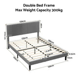 Darrahopens Furniture > Bedroom > Beds & Bed Frames Artiss Double Bed Frame with Adjustable Headboard, Grey, 300kg Capacity In Australia - Darrahopens
