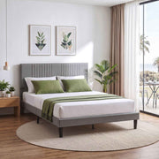 Darrahopens Furniture > Bedroom > Beds & Bed Frames Artiss Double Bed Frame with Adjustable Headboard, Grey, 300kg Capacity In Australia - Darrahopens
