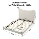 Darrahopens Furniture > Bedroom > Beds & Bed Frames Artiss Double Bed Frame with Boucle Headboard, Beige, 300kg Capacity In Australia - Darrahopens