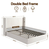 Darrahopens Furniture > Bedroom > Beds & Bed Frames Artiss Double Bed Frame with Gaslift Storage USB Type-C Charging Ports Velvet Upholstery White
