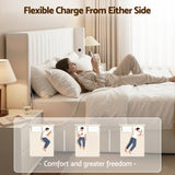 Darrahopens Furniture > Bedroom > Beds & Bed Frames Artiss Double Bed Frame with Gaslift Storage USB Type-C Charging Ports Velvet Upholstery White