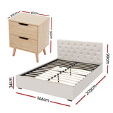 Darrahopens Furniture > Bedroom > Beds & Bed Frames Artiss Double Bed Frame with Storage and Bedside Table Set Tufted Linen Gas Lift Bed Base and 2-Drawer Nightstand In Australia - Darrahopens