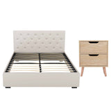 Darrahopens Furniture > Bedroom > Beds & Bed Frames Artiss Double Bed Frame with Storage and Bedside Table Set Tufted Linen Gas Lift Bed Base and 2-Drawer Nightstand In Australia - Darrahopens