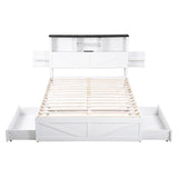 Darrahopens Furniture > Bedroom > Beds & Bed Frames Artiss Double Bed Frame with Storage Drawers White Platform Bedframe with Bookcase Headboard Charging Station Led Light