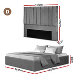 Darrahopens Furniture > Bedroom > Beds & Bed Frames Artiss Double Bed Frame with Storage Grey Velvet Headboard Gas Lift Platform Base