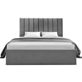 Darrahopens Furniture > Bedroom > Beds & Bed Frames Artiss Double Bed Frame with Storage Grey Velvet Headboard Gas Lift Platform Base
