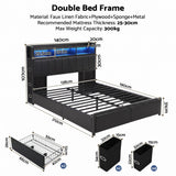 Darrahopens Furniture > Bedroom > Beds & Bed Frames Artiss Double Bed Frame with Storage Headboard, 2 Drawers, Charging Station LED Light In Australia - Darrahopens