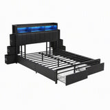 Darrahopens Furniture > Bedroom > Beds & Bed Frames Artiss Double Bed Frame with Storage Headboard, 2 Drawers, Charging Station LED Light In Australia - Darrahopens