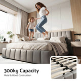 Darrahopens Furniture > Bedroom > Beds & Bed Frames Artiss Double Size Upholstered Gas Lift Bed Frame with Foldable Bench PVC Leather Platform Bed with Storage