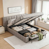 Darrahopens Furniture > Bedroom > Beds & Bed Frames Artiss Double Size Upholstered Gas Lift Bed Frame with Foldable Bench PVC Leather Platform Bed with Storage