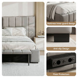 Darrahopens Furniture > Bedroom > Beds & Bed Frames Artiss Double Size Upholstered Gas Lift Bed Frame with Foldable Bench PVC Leather Platform Bed with Storage