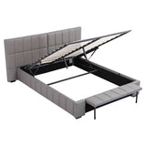 Darrahopens Furniture > Bedroom > Beds & Bed Frames Artiss Double Size Upholstered Gas Lift Bed Frame with Foldable Bench PVC Leather Platform Bed with Storage