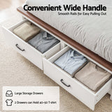 Darrahopens Furniture > Bedroom > Beds & Bed Frames Artiss Double Wooden Bed Frame with 2 Drawer Platform Bed with 108cm Solid High Headboard White Bed Base for Bedroom Easy Assembly