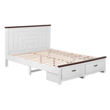 Darrahopens Furniture > Bedroom > Beds & Bed Frames Artiss Double Wooden Bed Frame with 2 Drawer Platform Bed with 108cm Solid High Headboard White Bed Base for Bedroom Easy Assembly