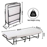 Darrahopens Furniture > Bedroom > Beds & Bed Frames ARTISS Folding Bed with Mattress, Portable Rollaway 150kg Capacity 190CM In Australia - Darrahopens