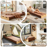 Darrahopens Furniture > Bedroom > Beds & Bed Frames Artiss Folding Kraft Paper Bed Frame with Mattress and Pillow 300kg Capacity 200x60cm