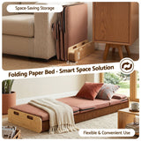 Darrahopens Furniture > Bedroom > Beds & Bed Frames Artiss Folding Kraft Paper Bed Frame with Mattress and Pillow 300kg Capacity 200x60cm