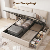 Darrahopens Furniture > Bedroom > Beds & Bed Frames Artiss King Bed Frame Gas Lift Storage 3 Drawers Adjustable Headboard Platform Base