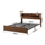Darrahopens Furniture > Bedroom > Beds & Bed Frames Artiss King Bed Frame Metal with Charging Station LED Light Storage Shelf In Australia - Darrahopens