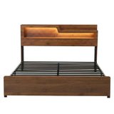 Darrahopens Furniture > Bedroom > Beds & Bed Frames Artiss King Bed Frame Metal with Charging Station LED Light Storage Shelf In Australia - Darrahopens
