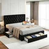 Darrahopens Furniture > Bedroom > Beds & Bed Frames Artiss King Bed Frame Storage Charging Station Upholstered 3 Drawers USB Type-C
