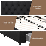 Darrahopens Furniture > Bedroom > Beds & Bed Frames Artiss King Bed Frame Storage Charging Station Upholstered 3 Drawers USB Type-C