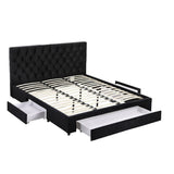 Darrahopens Furniture > Bedroom > Beds & Bed Frames Artiss King Bed Frame Storage Charging Station Upholstered 3 Drawers USB Type-C
