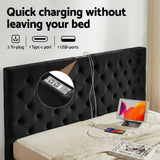 Darrahopens Furniture > Bedroom > Beds & Bed Frames Artiss King Bed Frame Storage Charging Station Upholstered 3 Drawers USB Type-C