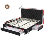 Darrahopens Furniture > Bedroom > Beds & Bed Frames Artiss King Bed Frame Storage Charging Station Upholstered 3 Drawers USB Type-C