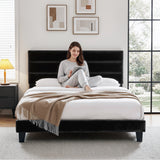 Darrahopens Furniture > Bedroom > Beds & Bed Frames Artiss King Bed Frame Upholstered Platform Base with Geometric Headboard Black Velvet
