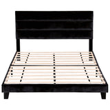 Darrahopens Furniture > Bedroom > Beds & Bed Frames Artiss King Bed Frame Upholstered Platform Base with Geometric Headboard Black Velvet