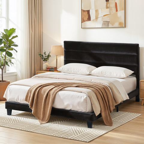 Darrahopens Furniture > Bedroom > Beds & Bed Frames Artiss King Bed Frame Upholstered Platform Base with Geometric Headboard Black Velvet