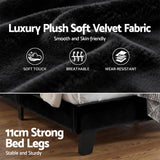 Darrahopens Furniture > Bedroom > Beds & Bed Frames Artiss King Bed Frame Upholstered Platform Base with Geometric Headboard Black Velvet