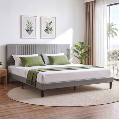 Darrahopens Furniture > Bedroom > Beds & Bed Frames Artiss King Bed Frame with Adjustable Headboard, Grey, 300kg Capacity In Australia - Darrahopens