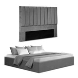 Darrahopens Furniture > Bedroom > Beds & Bed Frames Artiss King Bed Frame with Storage Grey Velvet Headboard Gas Lift Platform Base