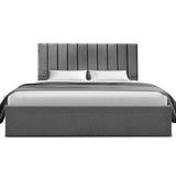 Darrahopens Furniture > Bedroom > Beds & Bed Frames Artiss King Bed Frame with Storage Grey Velvet Headboard Gas Lift Platform Base