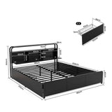 Darrahopens Furniture > Bedroom > Beds & Bed Frames Artiss King Metal Bed Frame 4 Drawers Hidden Storage Headboard HEDY In Australia - Darrahopens